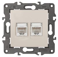 Розетка компьютерная без рамки Эра Elegance 2-м. RJ45+RJ45 5e слоновая кость картинка
